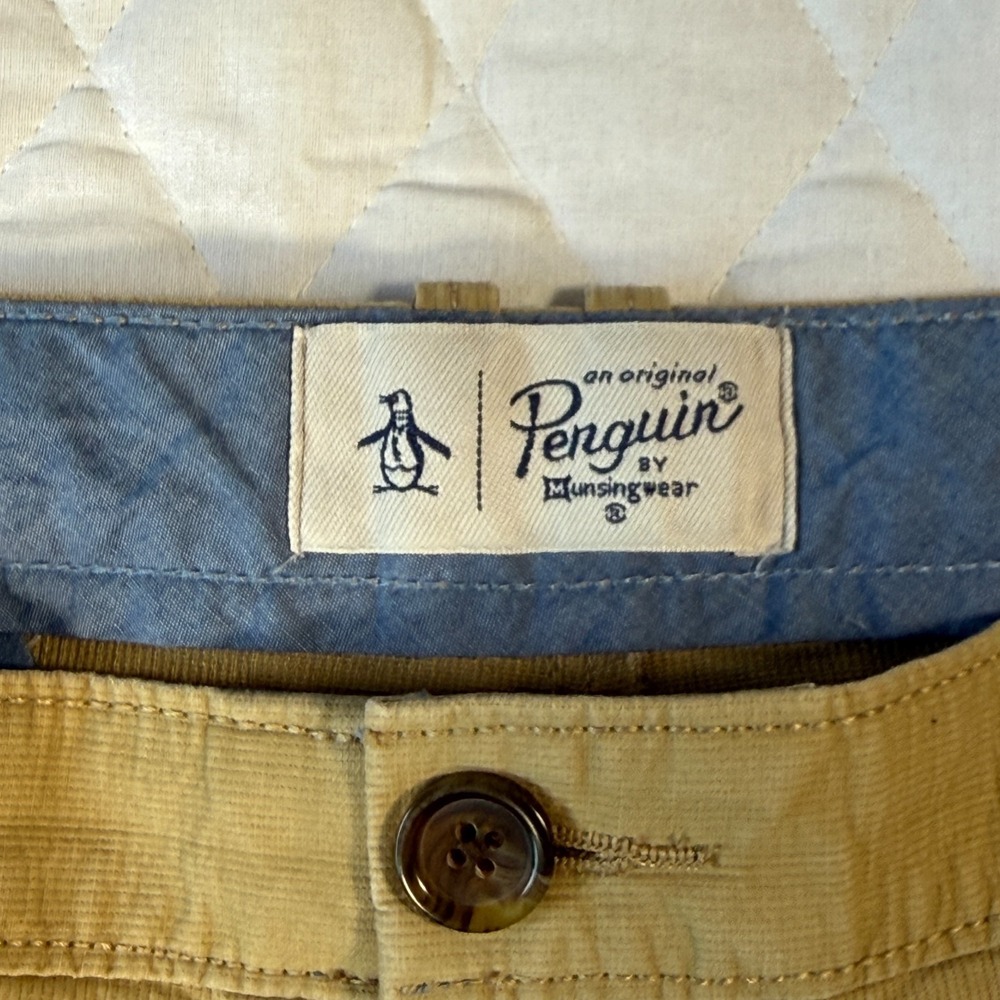 Original Penguin Men's 38 Slim Fit Stretch Shorts Khaki Kelp 8" Inseam NWT - Picture 3 of 10